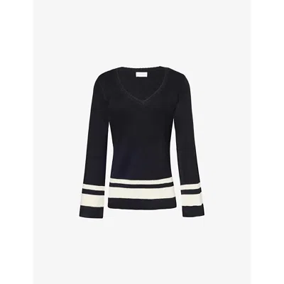 Pretty Lavish Womens  Cassie Striped Woven-blend Jumper In Black And Cream