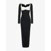 Pretty Lavish Womens  Freya Flared-sleeve Stretch-knit Maxi Dre In Black And Cream
