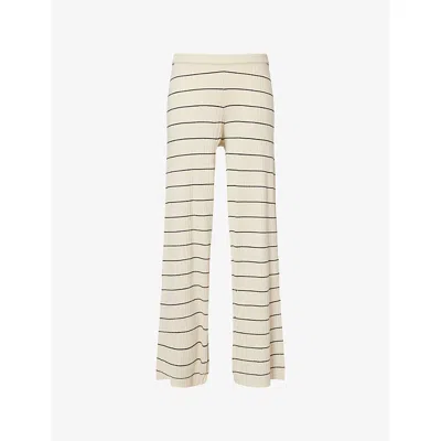 Pretty Lavish Hattie Stripe Knit Trouser In Black & Cream