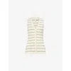 Pretty Lavish Womens  Hattie Stripe-print Ribbed-knit Waistcoat In Black & Cream