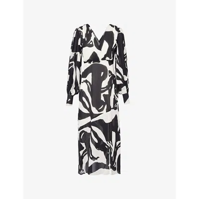 Pretty Lavish Womens  Lilianna V-neck Woven Midi Dress In Black And Cream