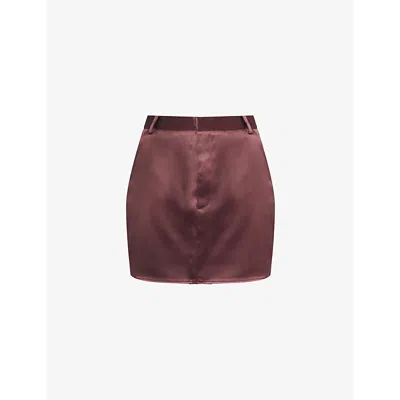 Pretty Lavish Womens Black Beck High-rise Satin Micro Mini Skirt