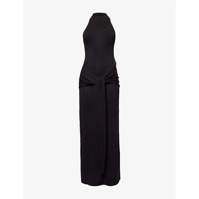 Pretty Lavish Womens Black Bernelle Halterneck Woven Maxi Dress