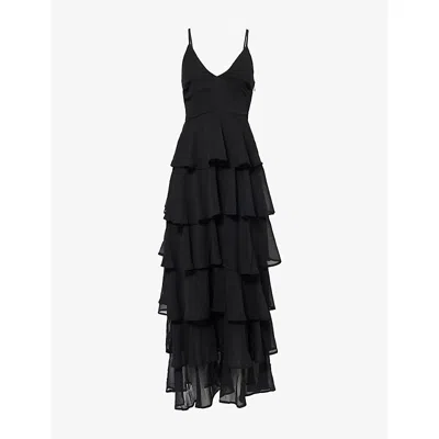 Pretty Lavish Womens Lissy Ruffled Textured-chiffon Maxi Dress Black |  ModeSens