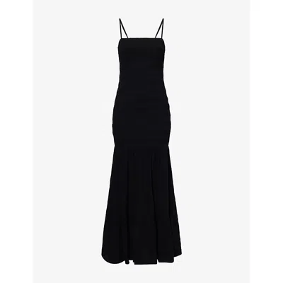 Pretty Lavish Womens Black Nancy Shirred Woven Maxi Dress