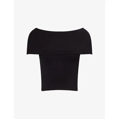Pretty Lavish Womens Black Reagan Off-shoulder Knitted Top
