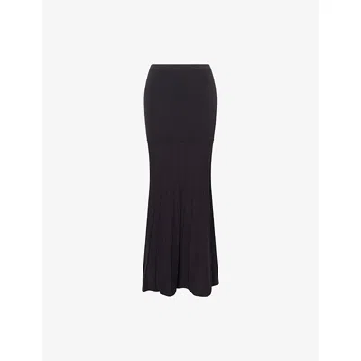 Pretty Lavish Womens Black Reagan Ribbed Knitted Maxi Skirt Xs