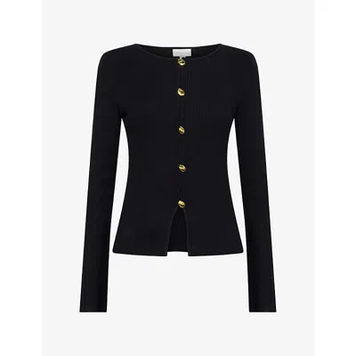 Pretty Lavish Womens Black Sissi Long-sleeve Knitted Top