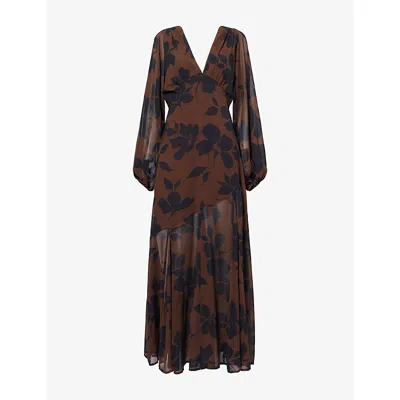 Pretty Lavish Womens Brown Petula Batwing-sleeves Woven Maxi Dress