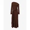 Pretty Lavish Womens Yarelia Ruched Jersey Maxi Dress Brown In Brown