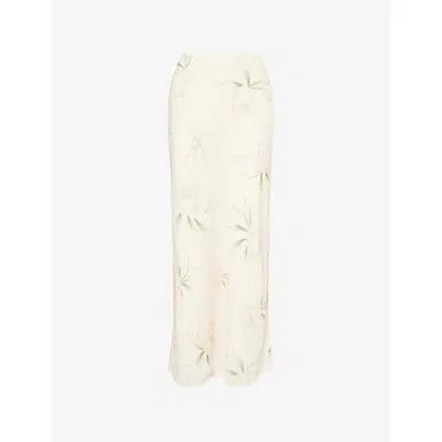 Pretty Lavish Womens Leoni Floral-print Woven Midi Skirt Cream In White