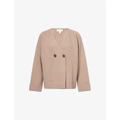 Pretty Lavish Womens Dusty Taupe Aisha Double-breasted Knitted Cardigan Xs In Neutral