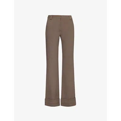 Pretty Lavish Womens Eddie Straight-leg Mid-rise Stretch-woven Trousers Khaki