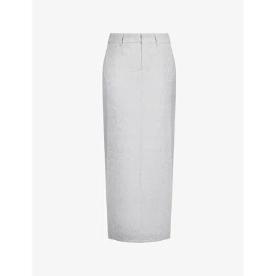 Pretty Lavish Womens Grey Rudy Rear-slit Felted Maxi Skirt