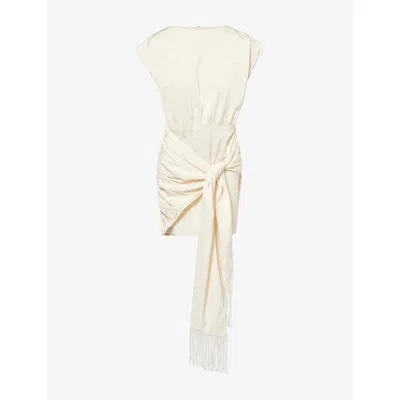 Pretty Lavish Womens Hattie Jacquard Satin Mini Dress Cream