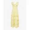 Pretty Lavish Womens Lemon Opal Ruffle Cotton Maxi Dress