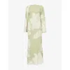 Pretty Lavish Womens Primrose Floral-print Chiffon Maxi Dress Olive In Olive