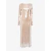 Pretty Lavish Womens Oyster Sequin Open-back Woven Maxi Dress In Gray
