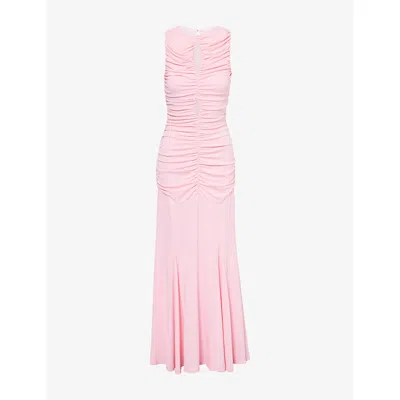 Pretty Lavish Womens Peony Pink Shayla Ruched Woven Maxi Dress