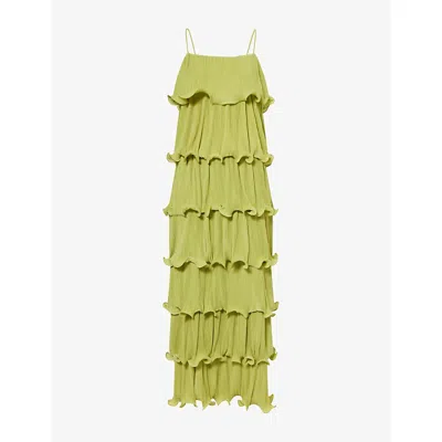 Pretty Lavish Womens Kaelie Plisse Woven Maxi Dress Pistachio
