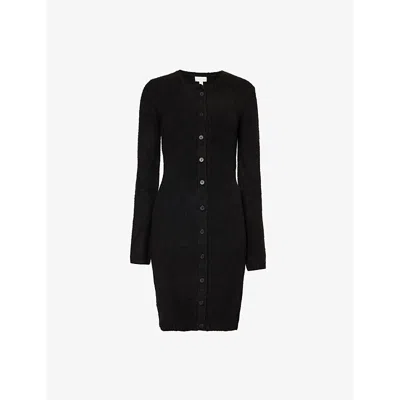 Pretty Lavish Womens  Aida Button-up Knitted Mini Dress In Black