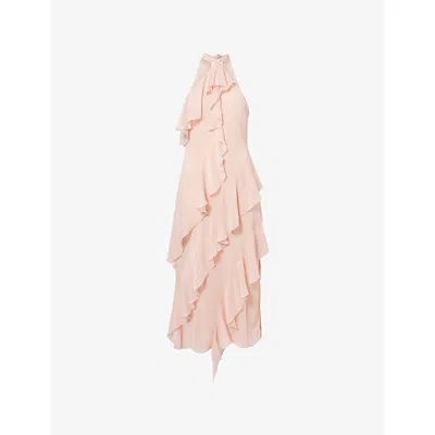 Pretty Lavish Womens Dusty Rose Aria Halterneck Woven Midi Dress In Neutral