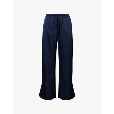 Pretty Lavish Womens Navy Breya Wide-leg Woven Trousers In Blue