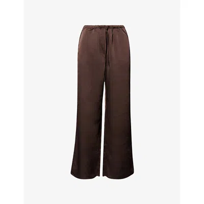 Pretty Lavish Womens Brown Breya Wide-leg Woven Trousers