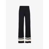 Pretty Lavish Womens Black And Cream Cassie Straight-leg Mid-rise Knitted Trousers In Black And Cream