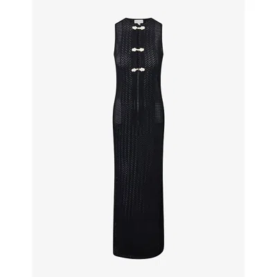 Pretty Lavish Womens Black & Cream Celeste Clasp Knitted Maxi Dresss