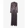 Pretty Lavish Womens Brown And Cream Delilah Polka-dot Stretch-woven Maxi Dress In Burgundy