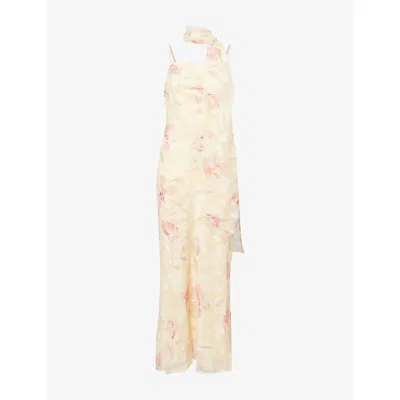 Pretty Lavish Womens Lemon Eden Scarf Woven Maxi Dress In Brown