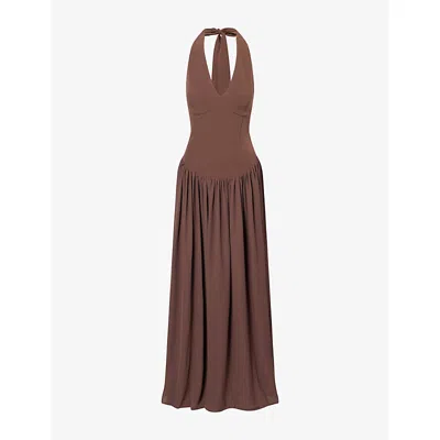 Pretty Lavish Womens Brown Isadora Woven Maxi Dress