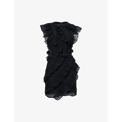 Pretty Lavish Womens Joss Ruffle Woven Mini Dress Black