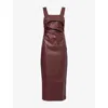 Pretty Lavish Womens Wine Libbi Shoulder-straps Faux-leather Maxi Dress In Burgundy