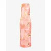Pretty Lavish Womens Orange Floral Lilou Printed Sequin Woven Maxi Dress In Multi