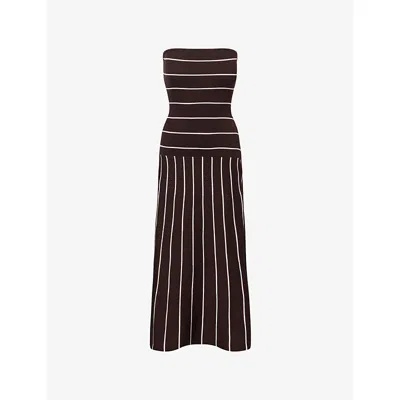 Pretty Lavish Womens Brown Pixie Bandeau Knitted Midi Dress