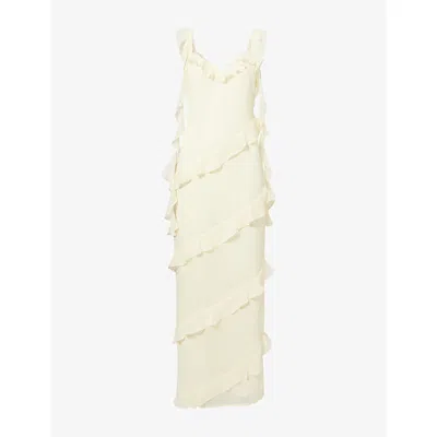 Pretty Lavish Rue Ruffled Maxi Dress With Draping Details In Yellow
