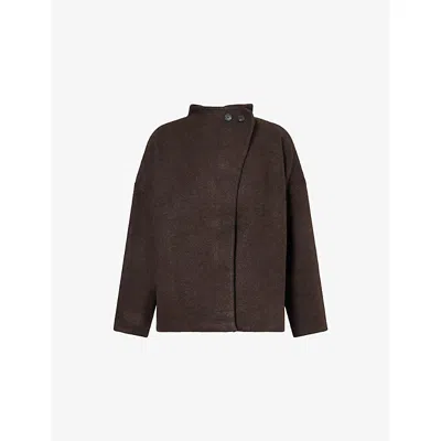 Pretty Lavish Womens Chocolate Brown Sarlina Crossover Knitted Cardigan