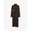 Pretty Lavish Womens Chocolate Brown Wrenley Turtleneck Split-hem Knitted Midi Dress Xs In Brown