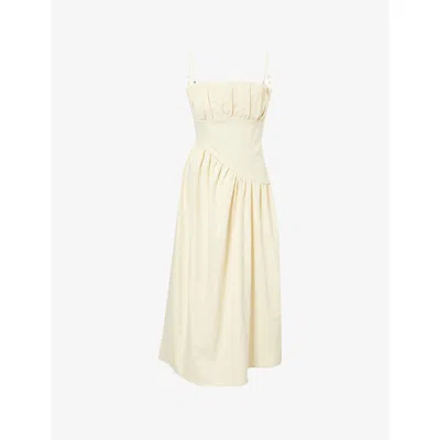Pretty Lavish Womens Lemon Zaria Corset Woven Maxi Dress In White