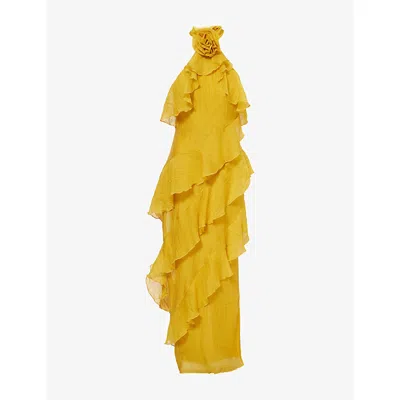 Pretty Lavish Womens Yellow Addison Corsage Chiffon Maxi Dress