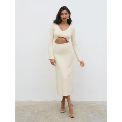 Pretty Lavish Zahra Cut Out Button Knit Maxi Dress In White