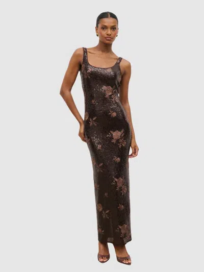 Pretty Lavish Zia Sequin Maxi Dress In Brown