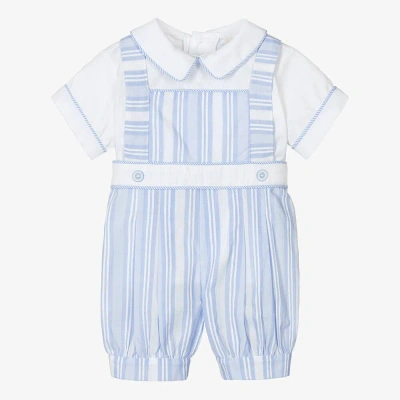 Pretty Originals Babies' Boys Blue Stripe Cotton Dungaree Set