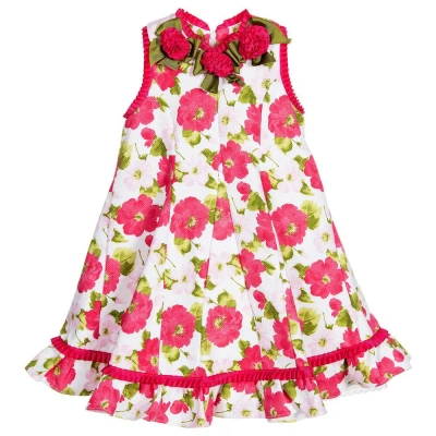 Pretty Originals Babies' Girls Fuchsia Pink Floral Dress