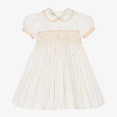 Pretty Originals Kids' Girls Ivory Smocked Dupion Dress