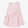 PRETTY ORIGINALS GIRLS PALE PINK POLKA DOT COTTON DRESS