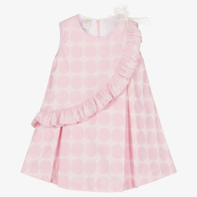 Pretty Originals Babies' Girls Pale Pink Polka Dot Cotton Dress