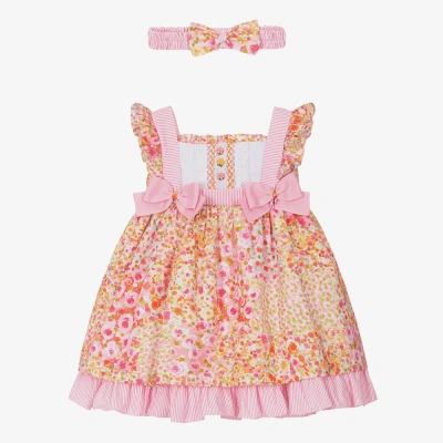 Pretty Originals Babies' Girls Pink Floral Smocked Dress Set